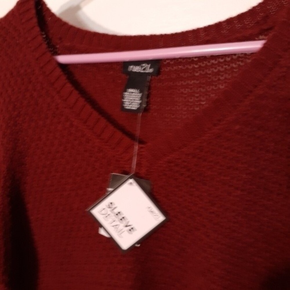 Rue 21 being neck maroon red sweater with sleeve detail s small new nwt top - Picture 5 of 6